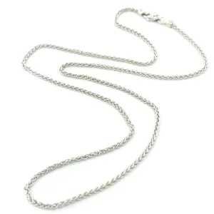 14K W Gold 1.30MM Round Wheat Chain