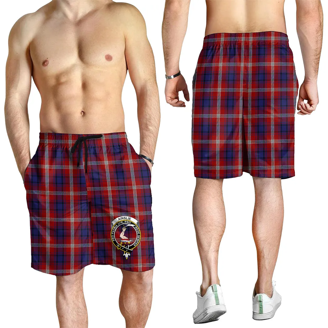 Ainslie Tartan Mens Shorts with Family Crest