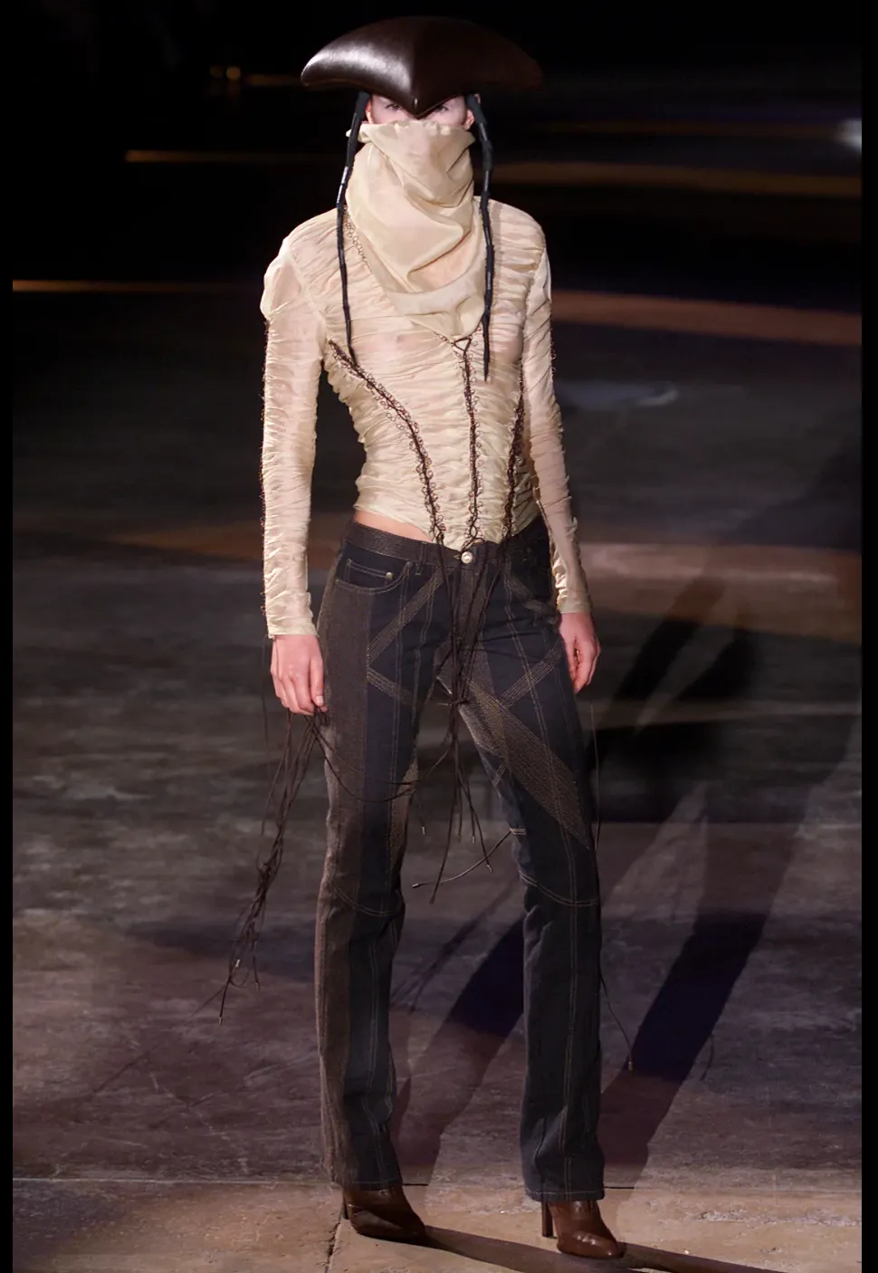 Alexander McQueen Vintage AW 2002 Iconic 'Supercalifragilistic' Stitch Detailed Low Rise Jeans