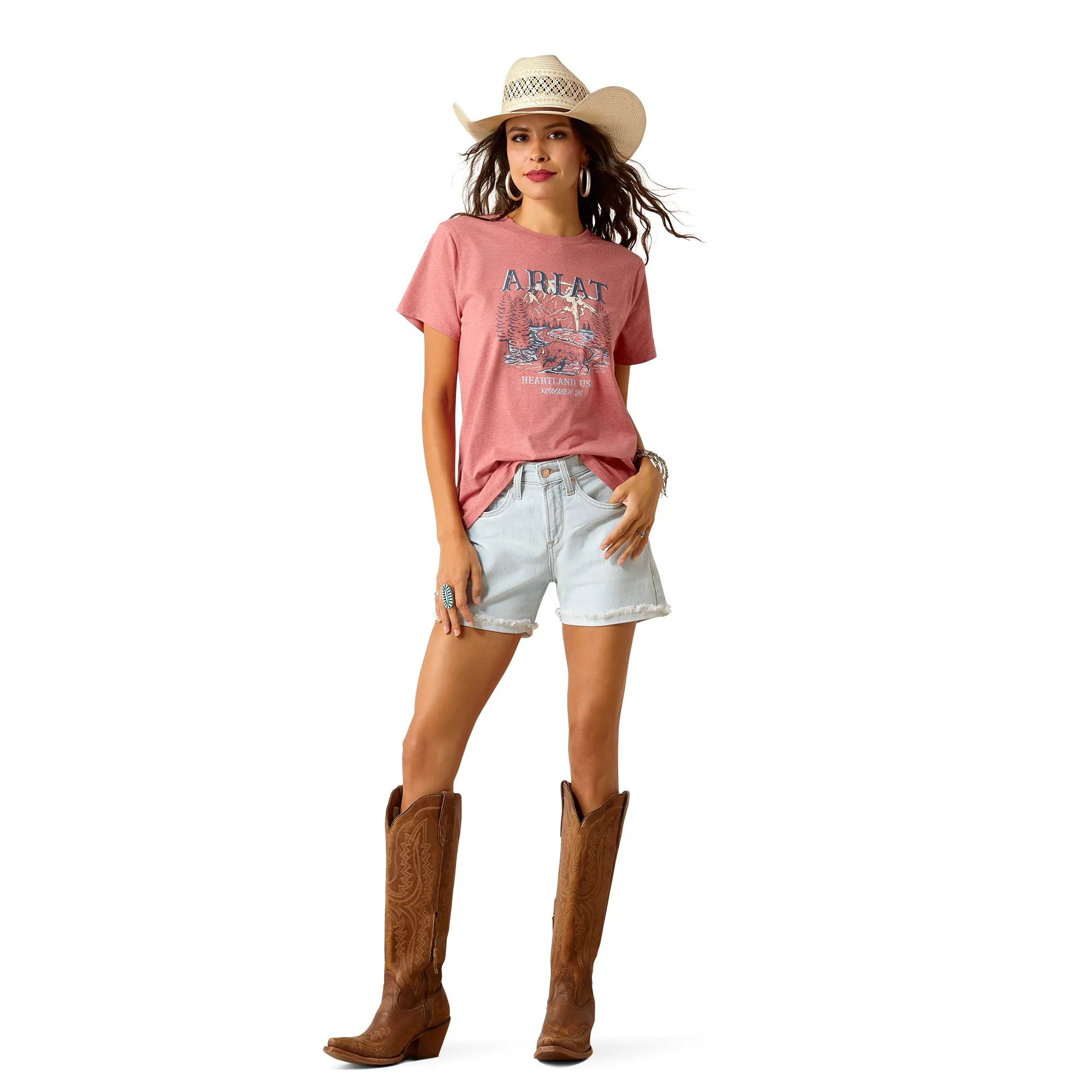 Ariat Ladies Souvenir T-Shirt in Garnett Heather 10051295