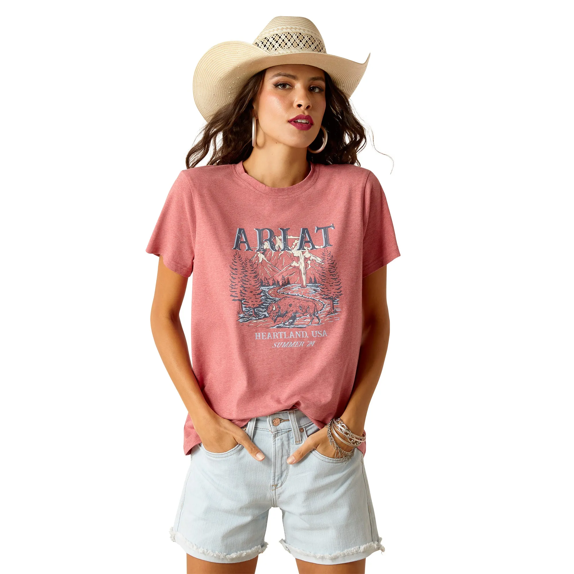 Ariat Ladies Souvenir T-Shirt in Garnett Heather 10051295