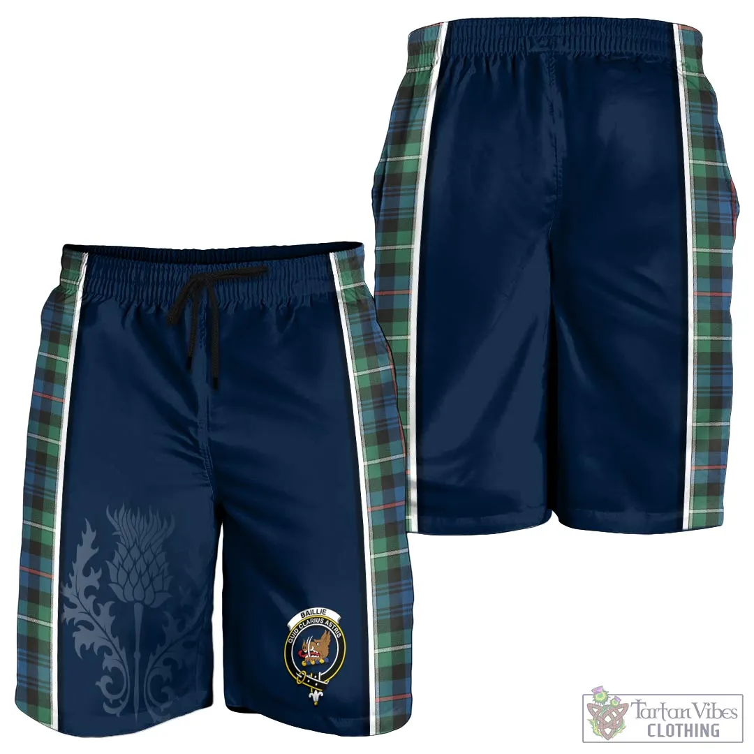 Baillie Ancient Tartan Men's Shorts with Family Crest and Scottish Thistle Vibes Sport Style