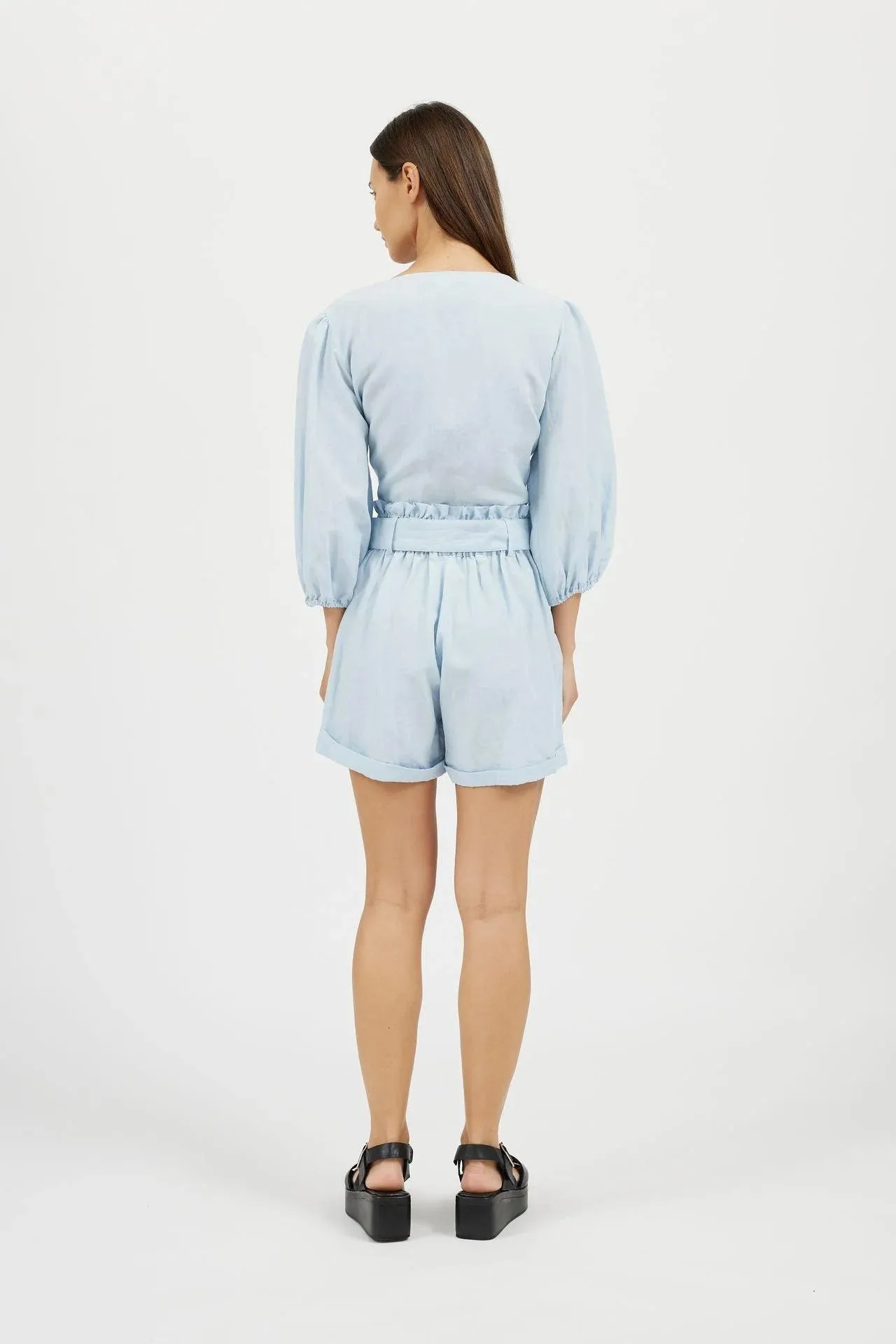 Bamboo Linen Shorts and Linen Top (Light Blue)