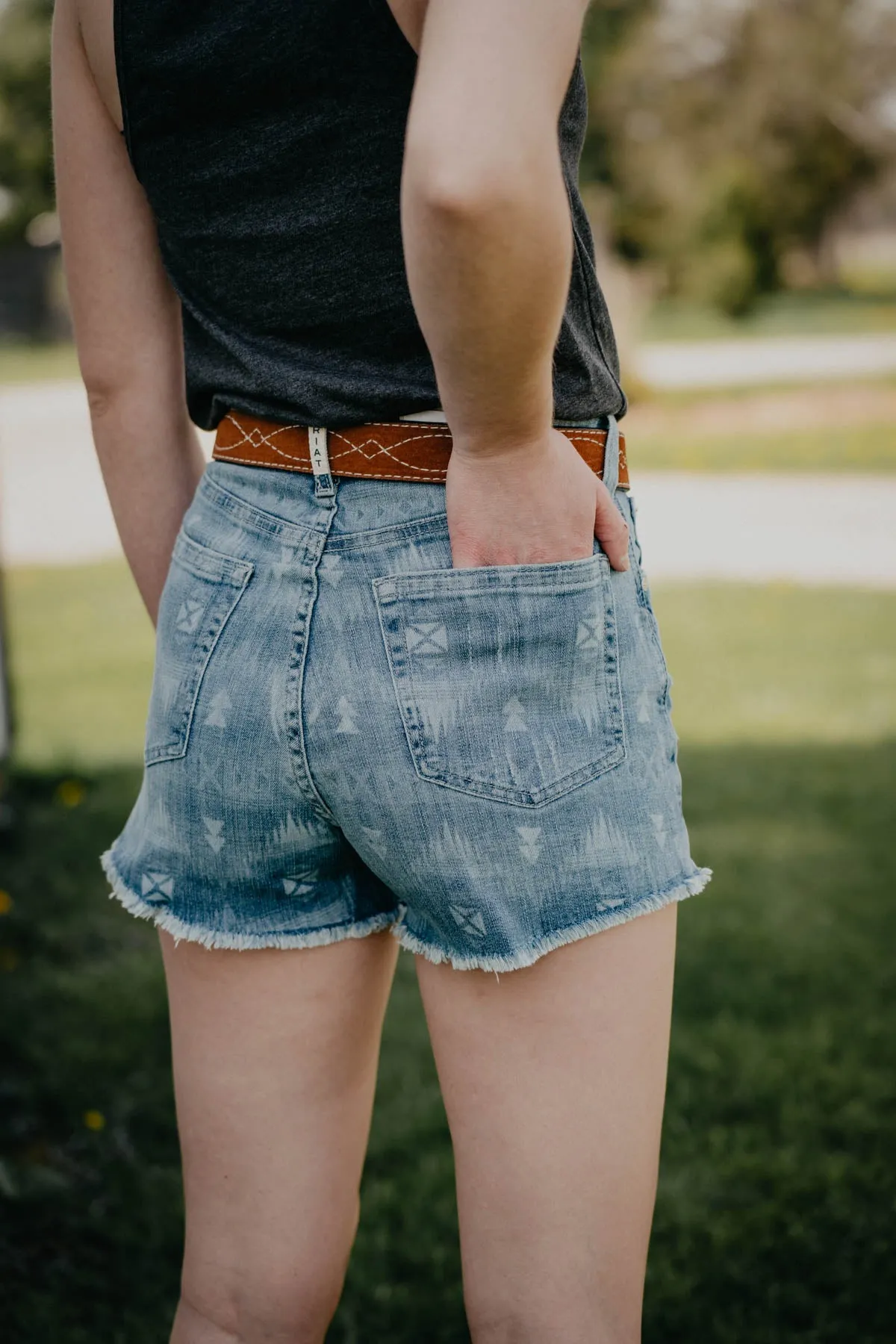 'Beckett' Ariat High Rise Light Wash Aztec Shorts with 3" Inseam (25 - 34)