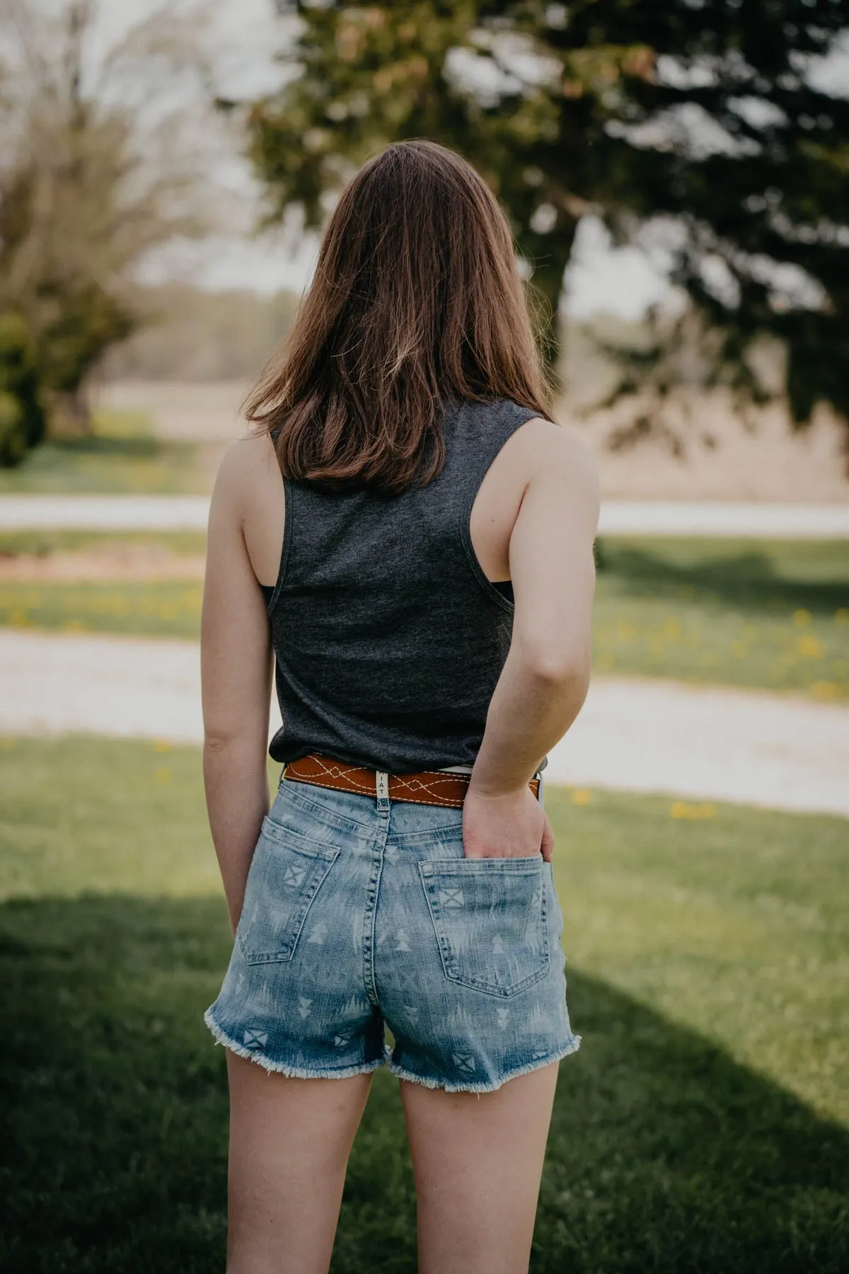 'Beckett' Ariat High Rise Light Wash Aztec Shorts with 3" Inseam (25 - 34)