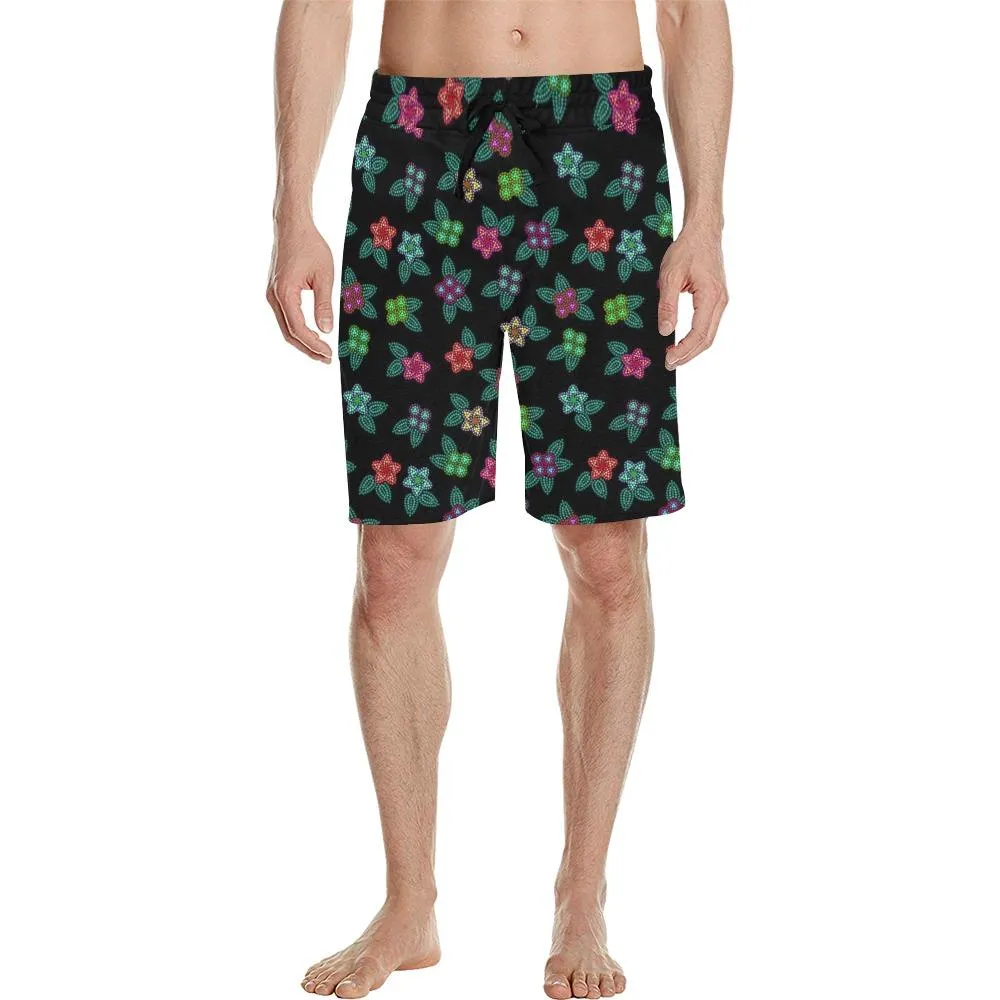 Berry Flowers Black Men's Casual Shorts