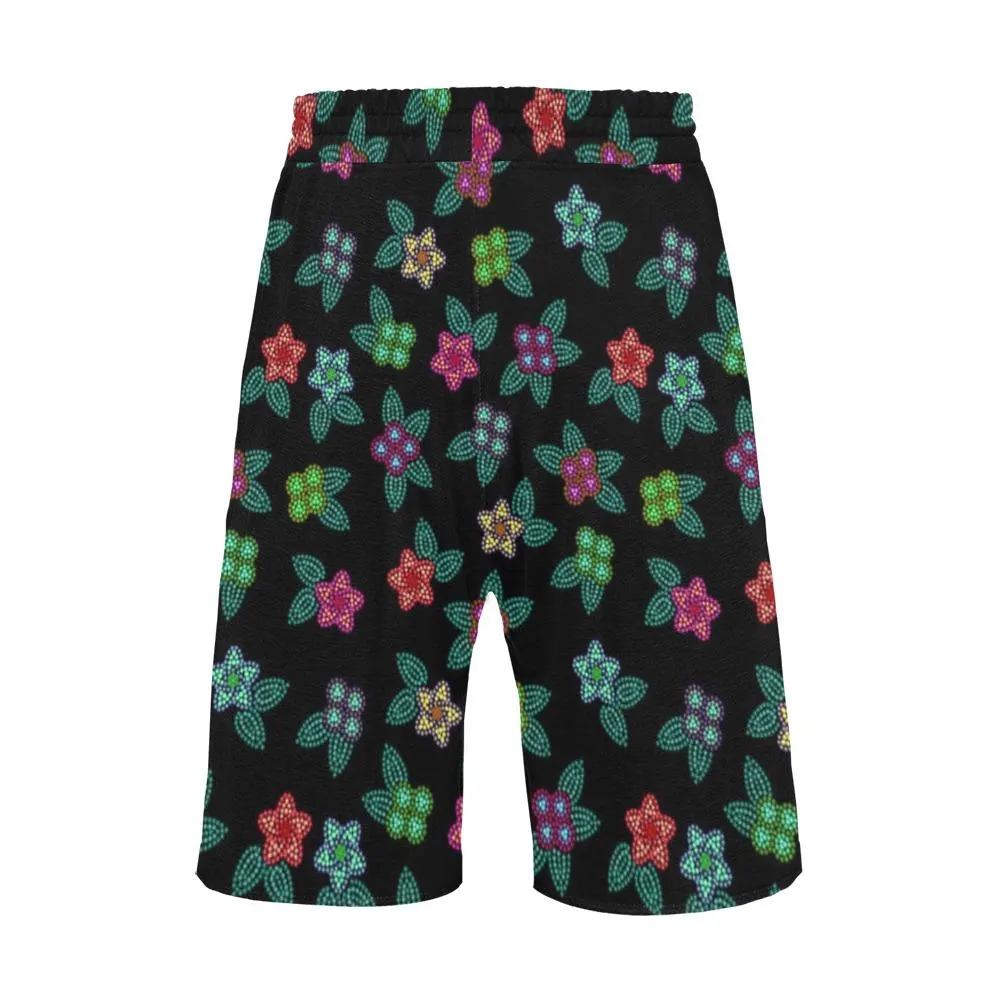 Berry Flowers Black Men's Casual Shorts