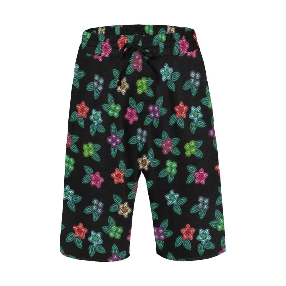 Berry Flowers Black Men's Casual Shorts