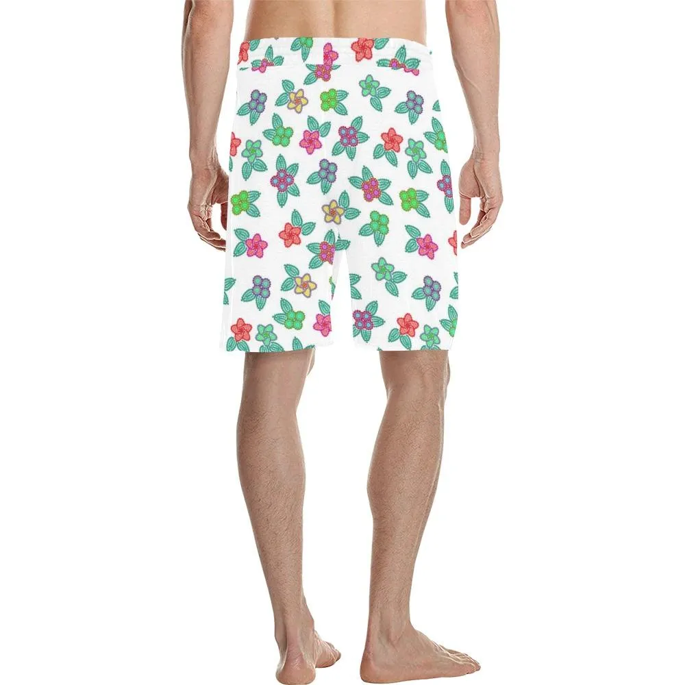 Berry Flowers White Men's Casual Shorts