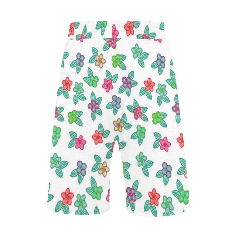 Berry Flowers White Men's Casual Shorts