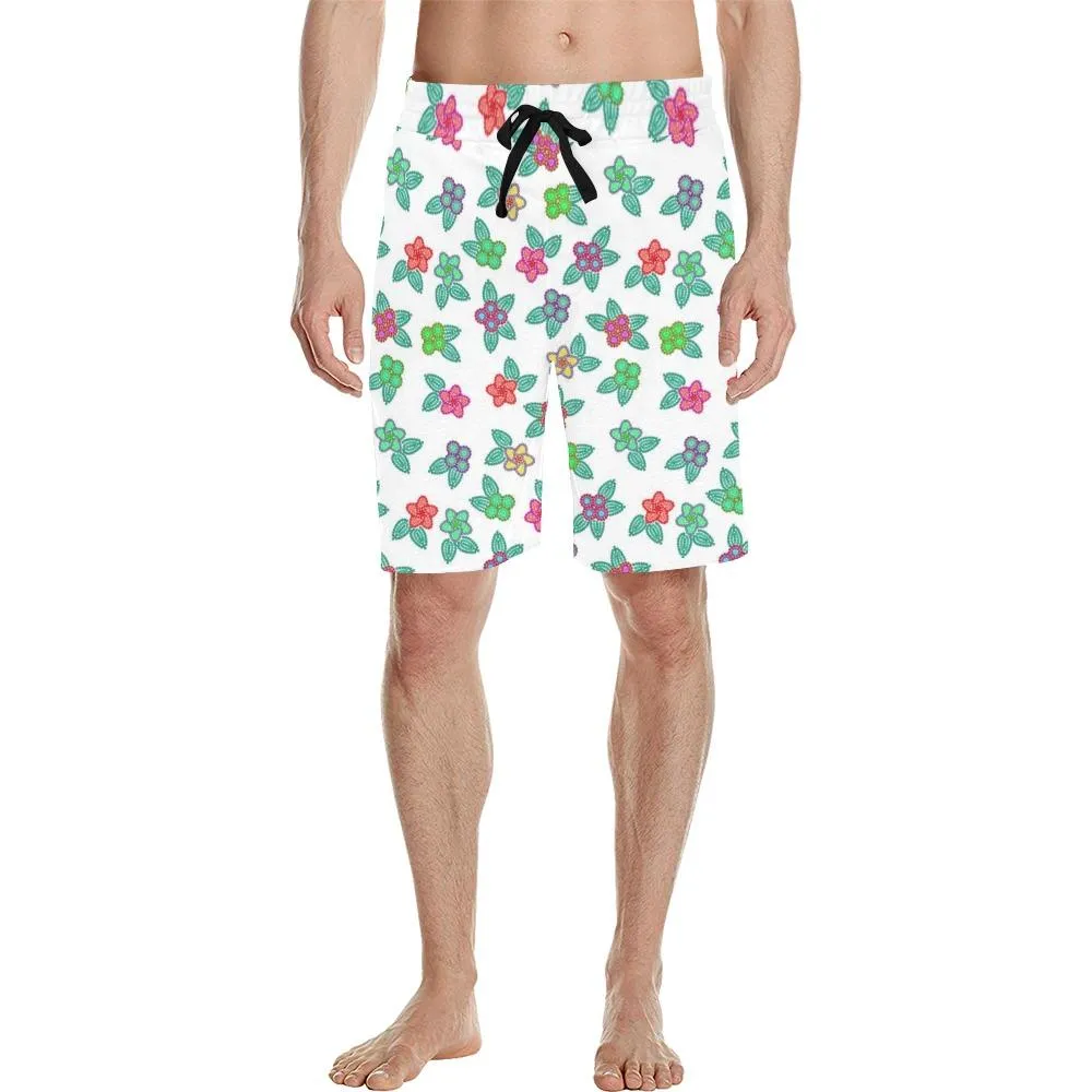 Berry Flowers White Men's Casual Shorts