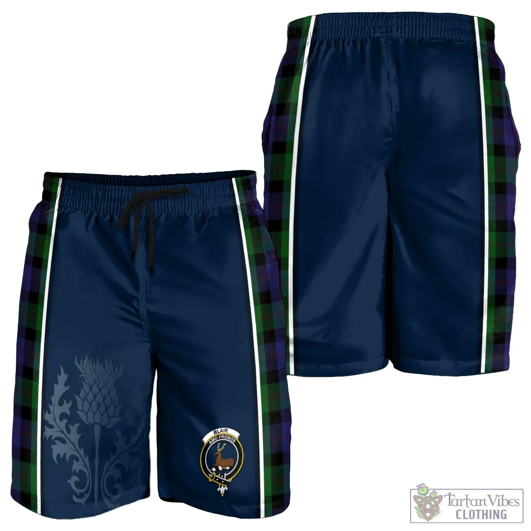 Blair Tartan Men's Shorts with Family Crest and Scottish Thistle Vibes Sport Style