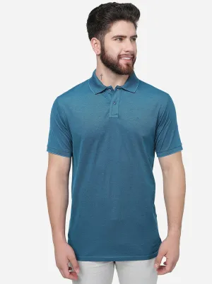 Blue Solid Slim Fit Polo T-Shirt | JadeBlue