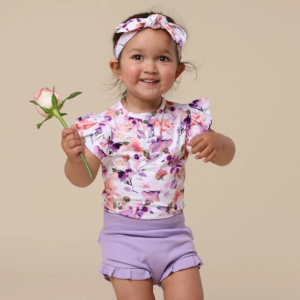 Blushing Beauty Short Sleeve Organic Bodysuit with Frill