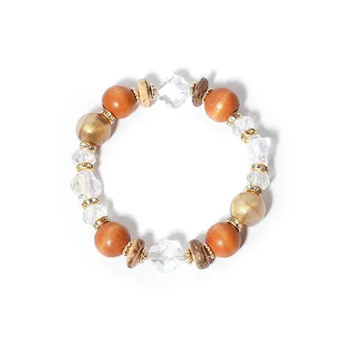 Bohemian Wood & Crystal Beaded Stretch Bracelet