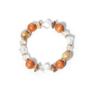 Bohemian Wood & Crystal Beaded Stretch Bracelet