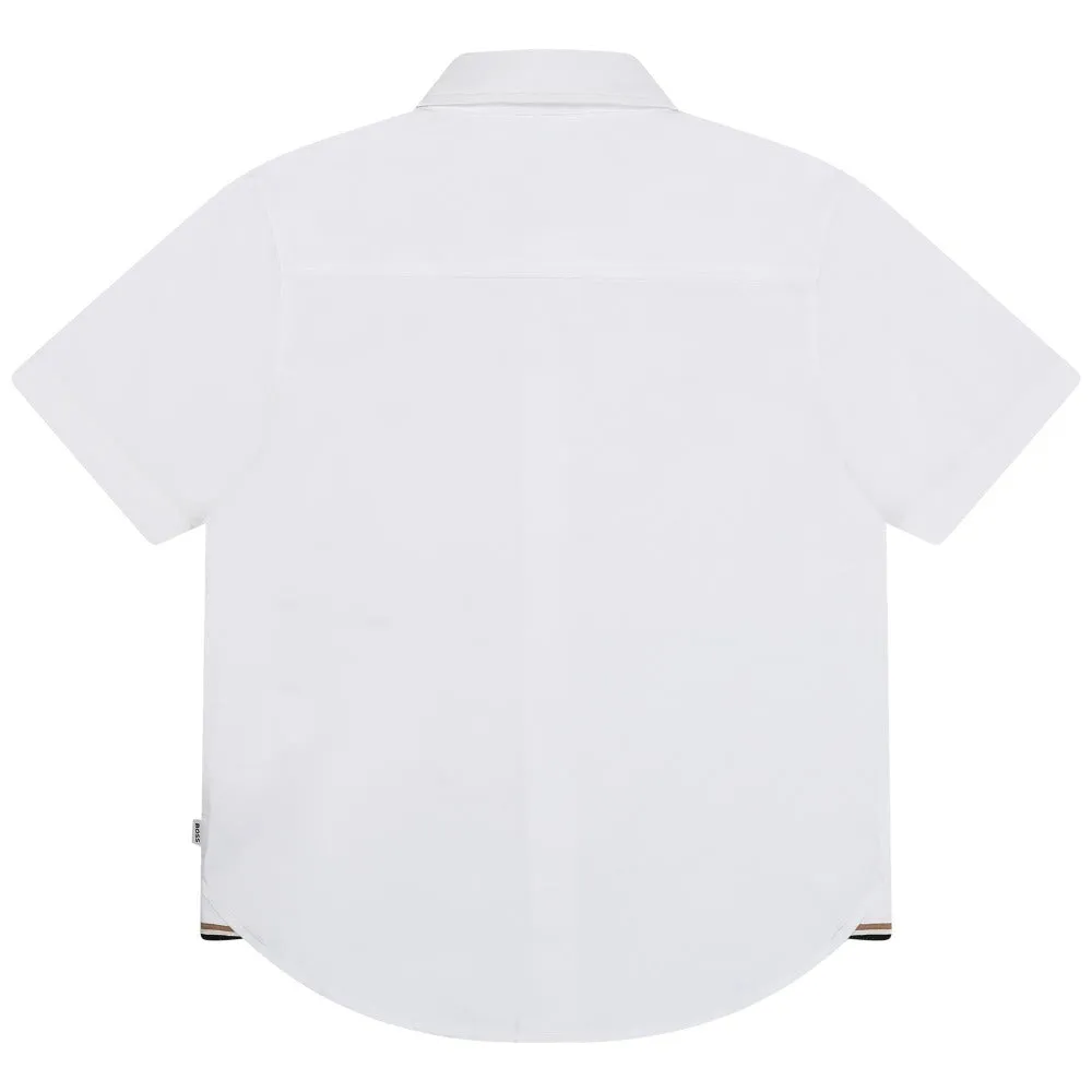 BOSS KIDSWEAR White Oxford Short Sleeve Shirt