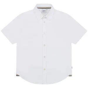 BOSS KIDSWEAR White Oxford Short Sleeve Shirt