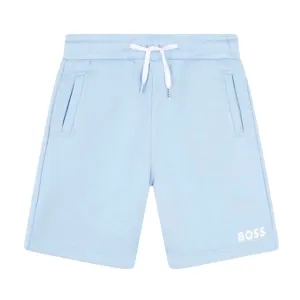 Boys Pale Blue Jersey Logo Shorts