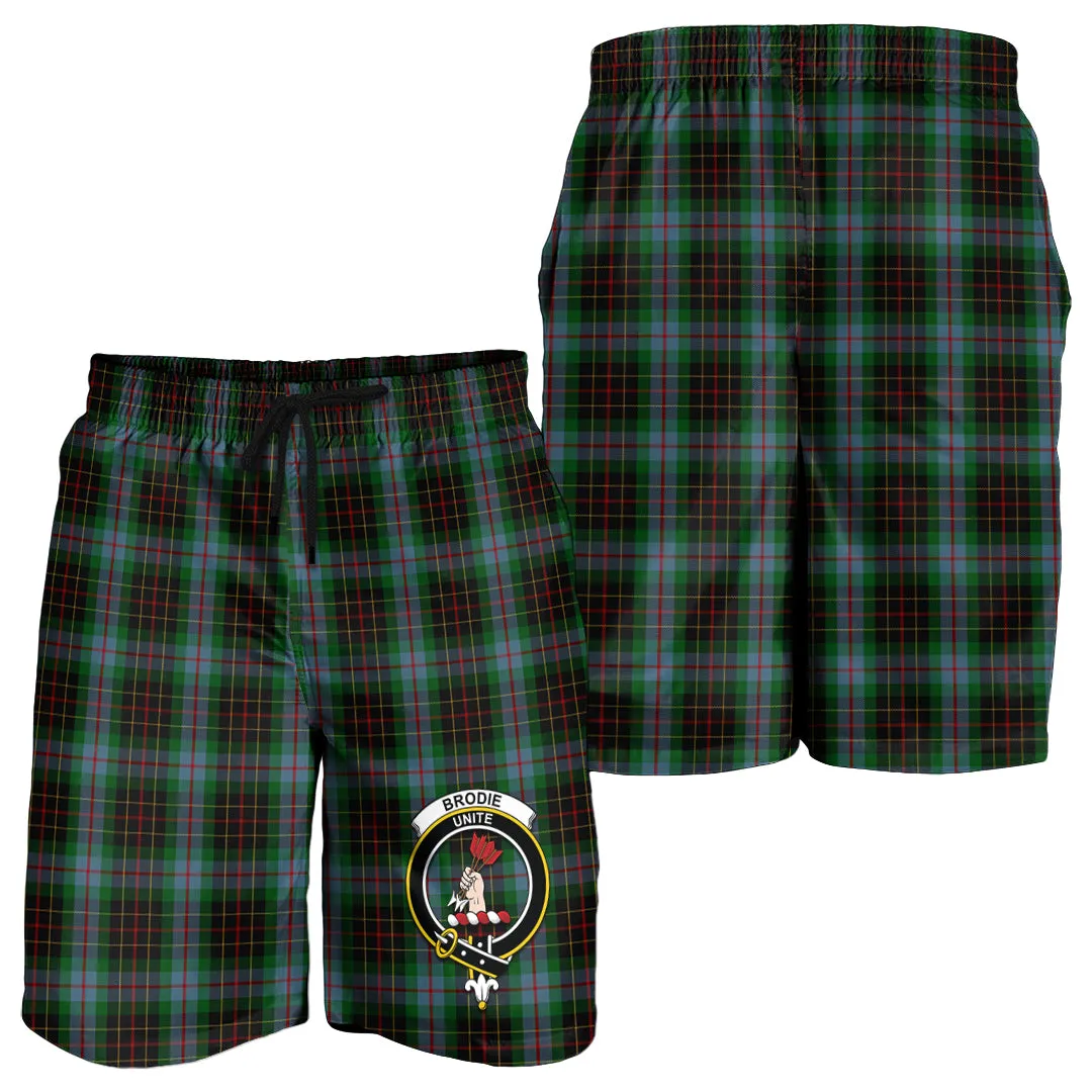 Brodie Hunting Tartan Mens Shorts with Family Crest