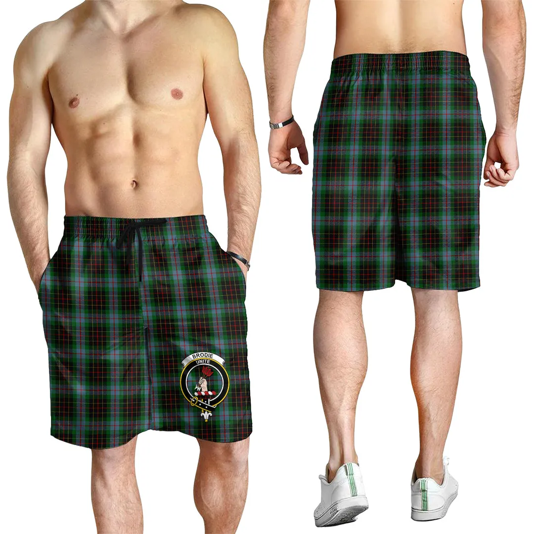 Brodie Hunting Tartan Mens Shorts with Family Crest