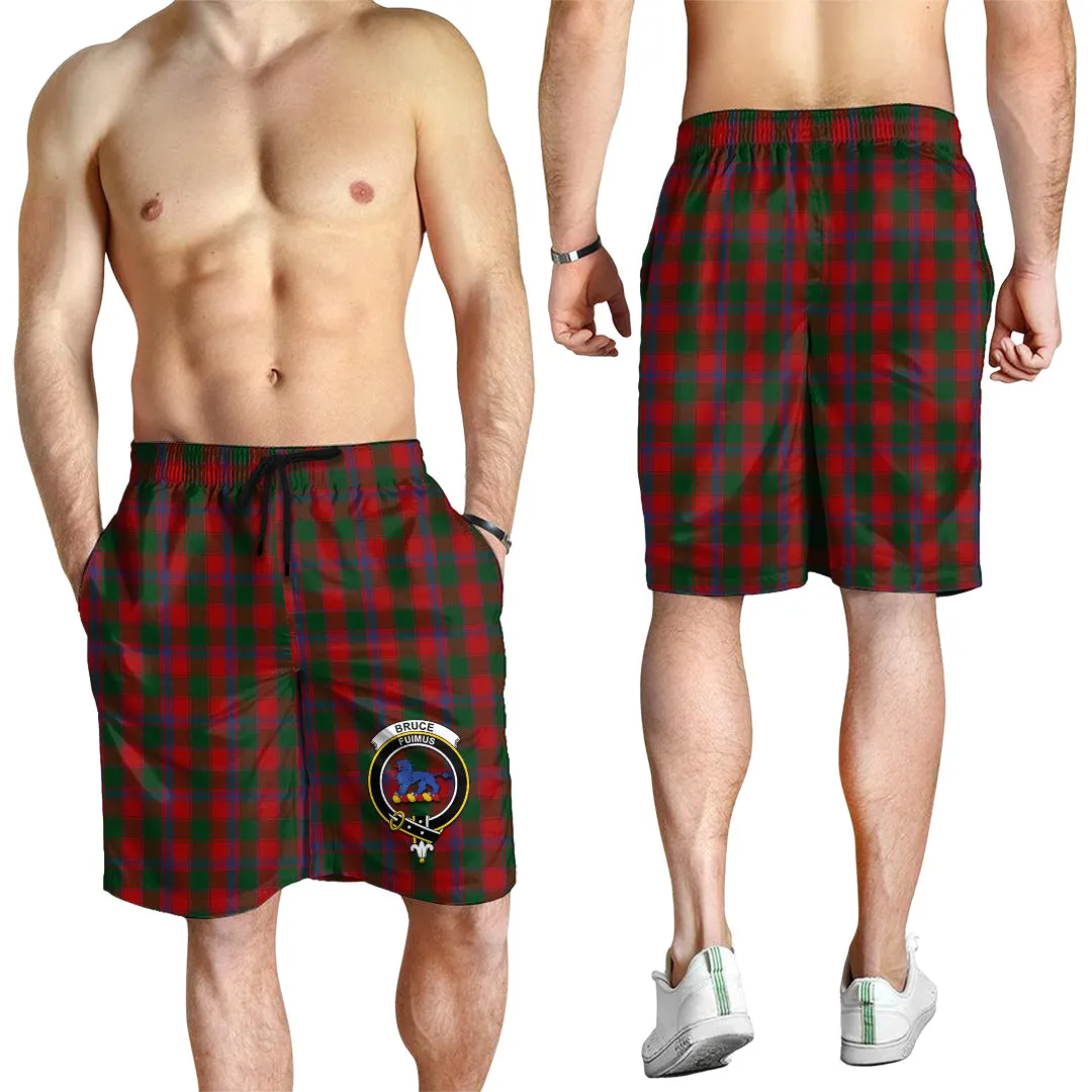 Bruce Old Tartan Mens Shorts with Family Crest