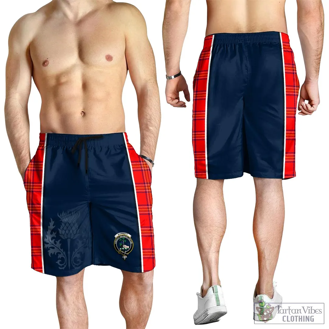 Burnett Modern Tartan Men's Shorts with Family Crest and Scottish Thistle Vibes Sport Style