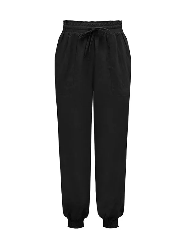 Casual Drawstring Solid Harem Pants