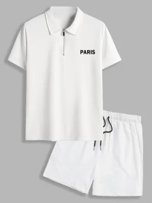 Casual Zip T Shirt And Shorts