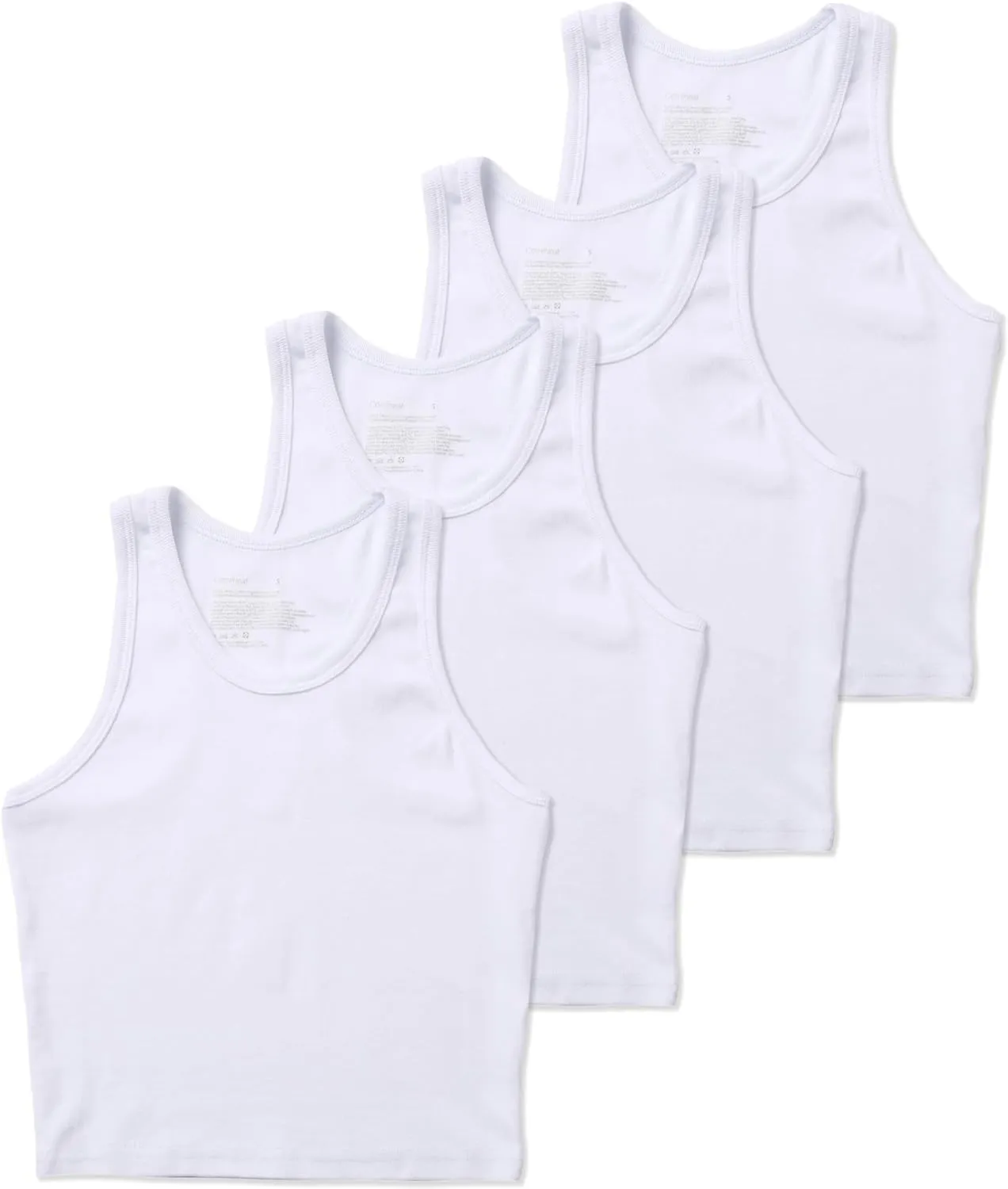 Comfneat Women's 4-Pack Crop Tops Cotton Spandex Racerback Crew Neck Tank Tops