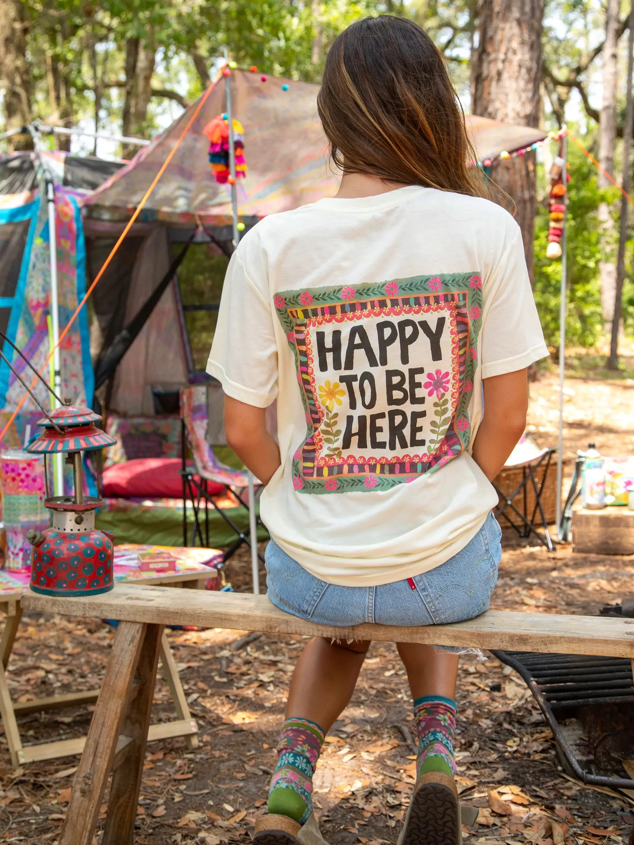 Cotton Comfy Tee Shirt - Happy To Be Here