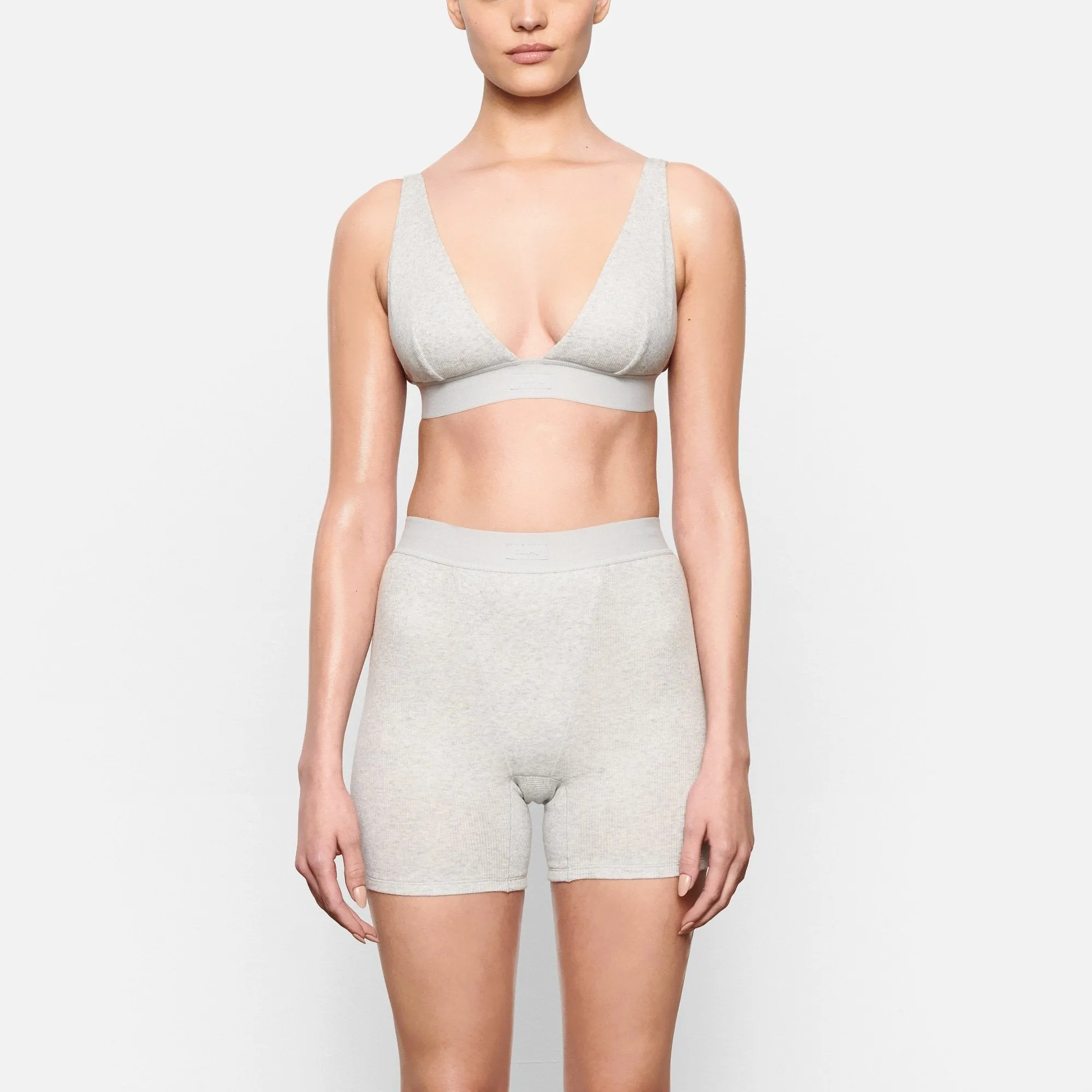 COTTON RIB BOXER | LIGHT HEATHER GREY