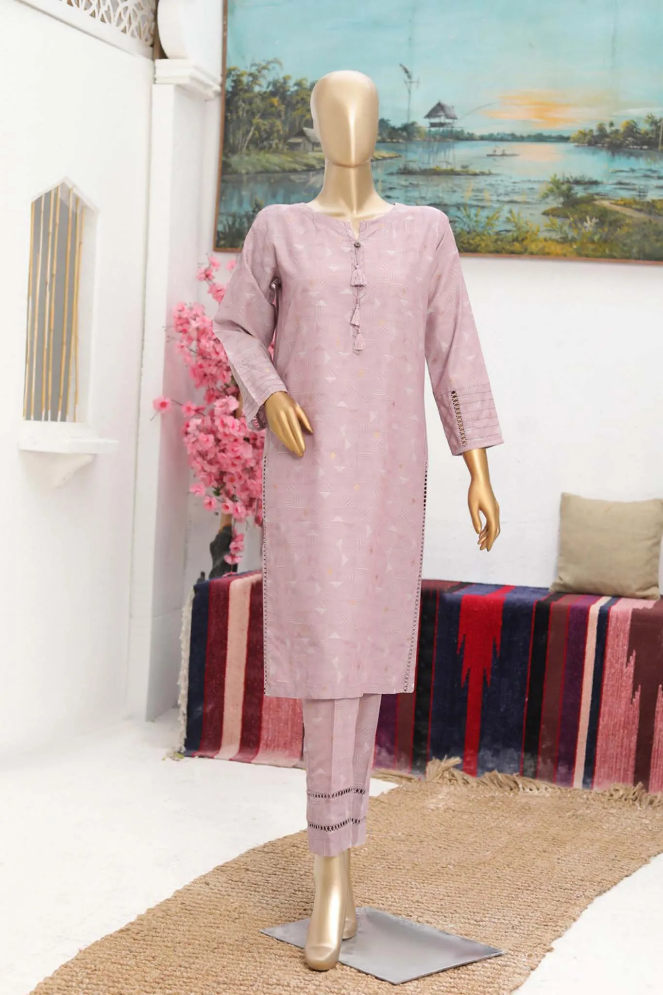 Damask by Hz Pret Cotton Denim Jacquard Collection'2023-HZK-07-Mauve Myth