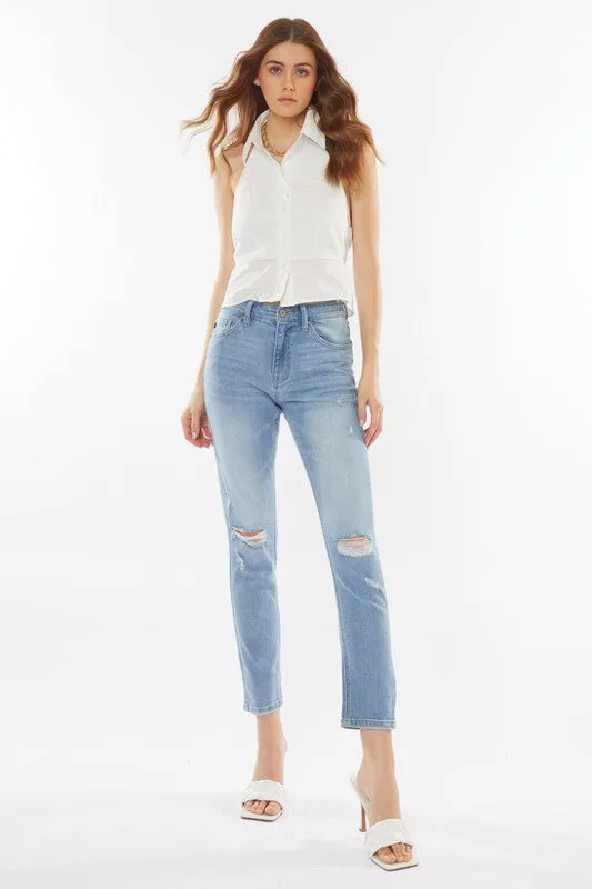 Distressed Light Wash Denim