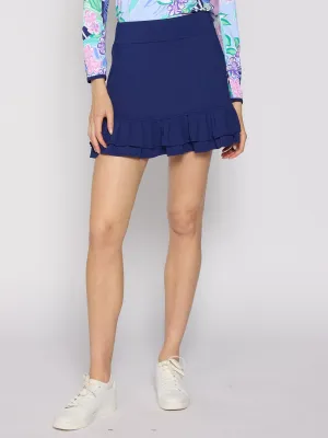 Double Ruffle Skirt In True Navy