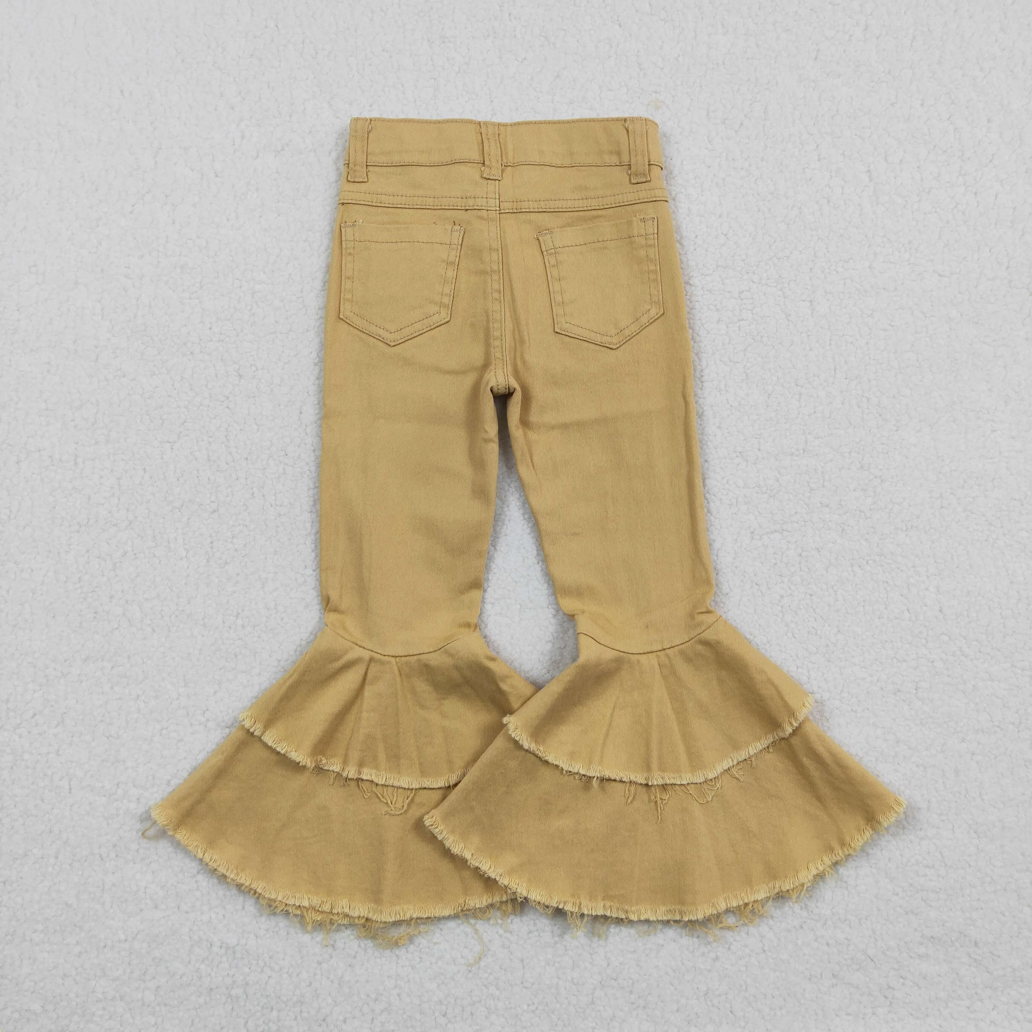 E12-20  girls Khaki flared denim trousers