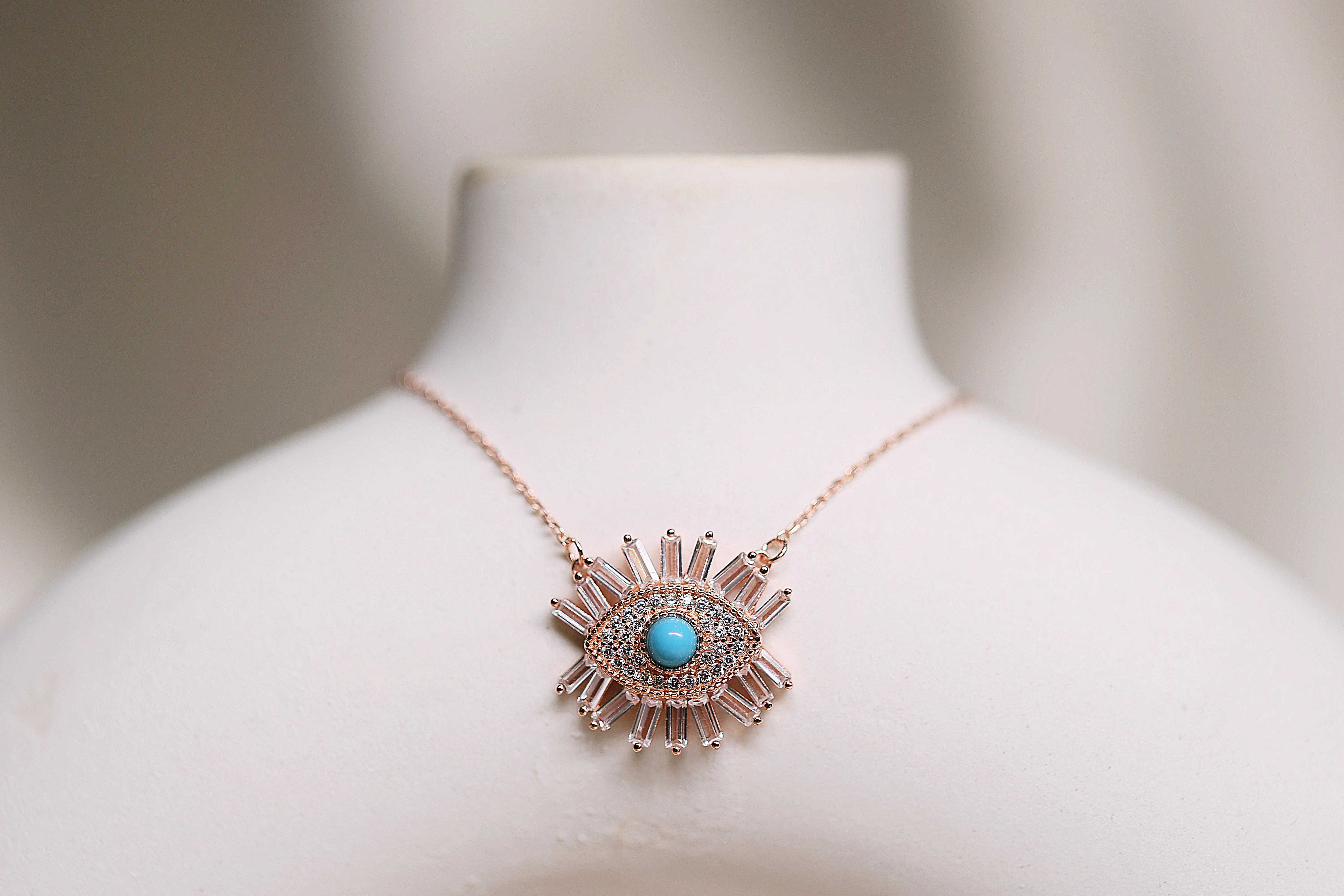 Evil eye rose gold necklace