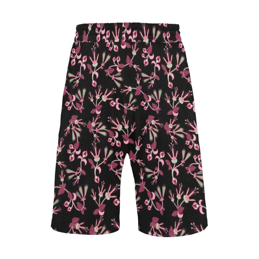 Floral Green Black Men's Casual Shorts