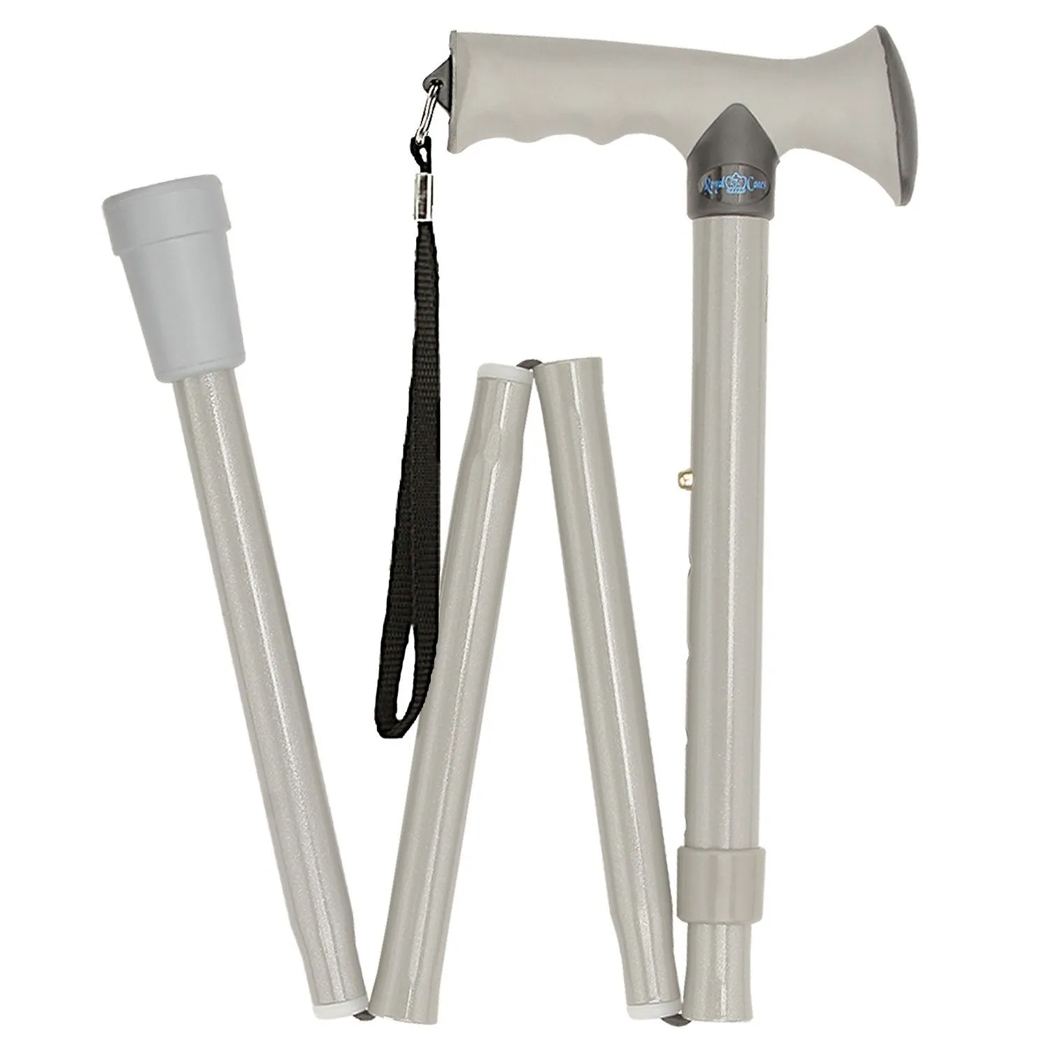 Folding Comfort Grip Cane Gray