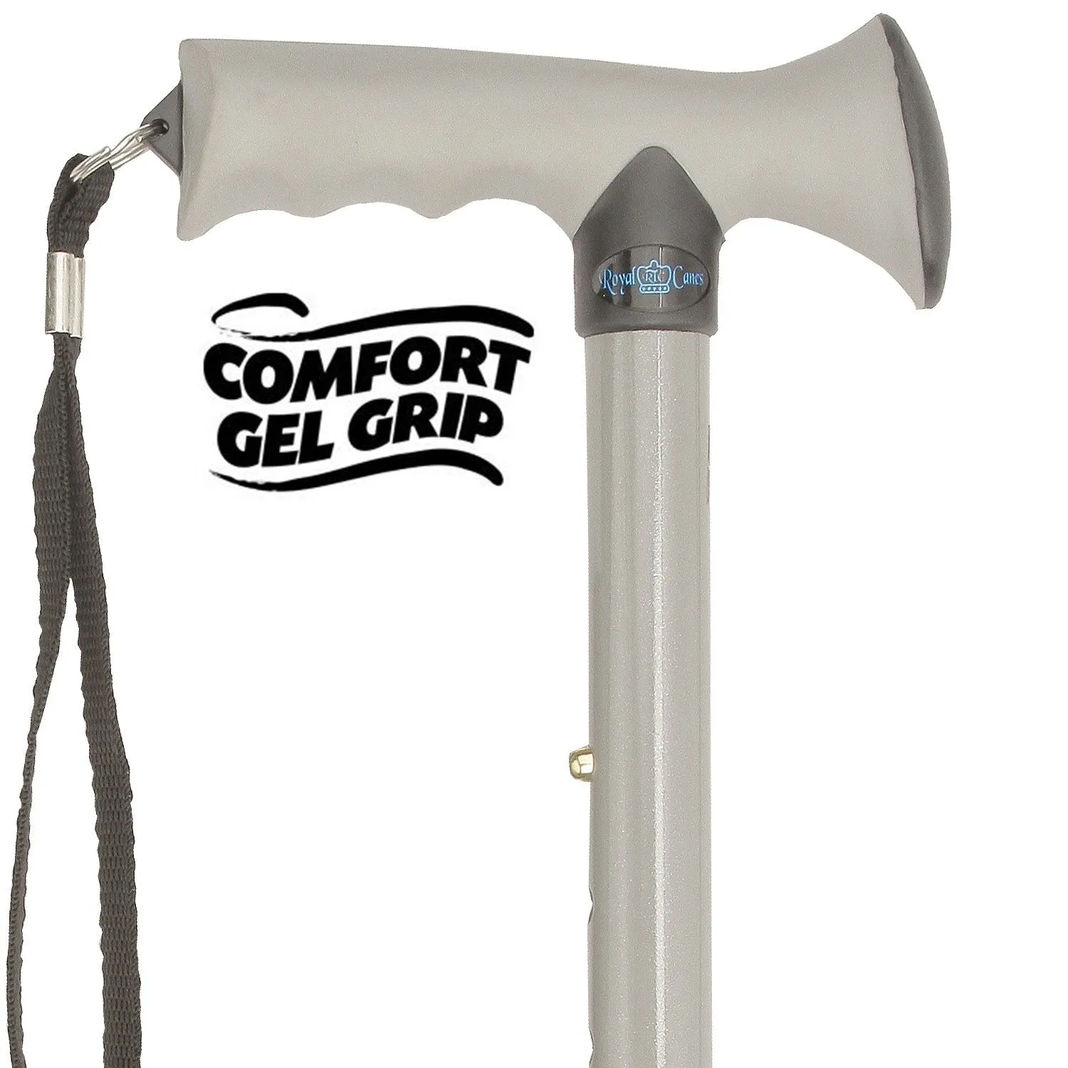 Folding Comfort Grip Cane Gray