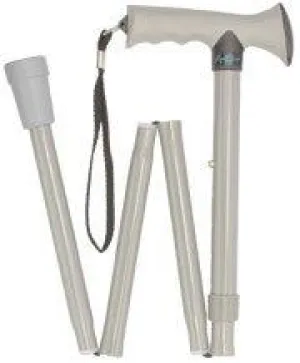 Folding Comfort Grip Cane Gray