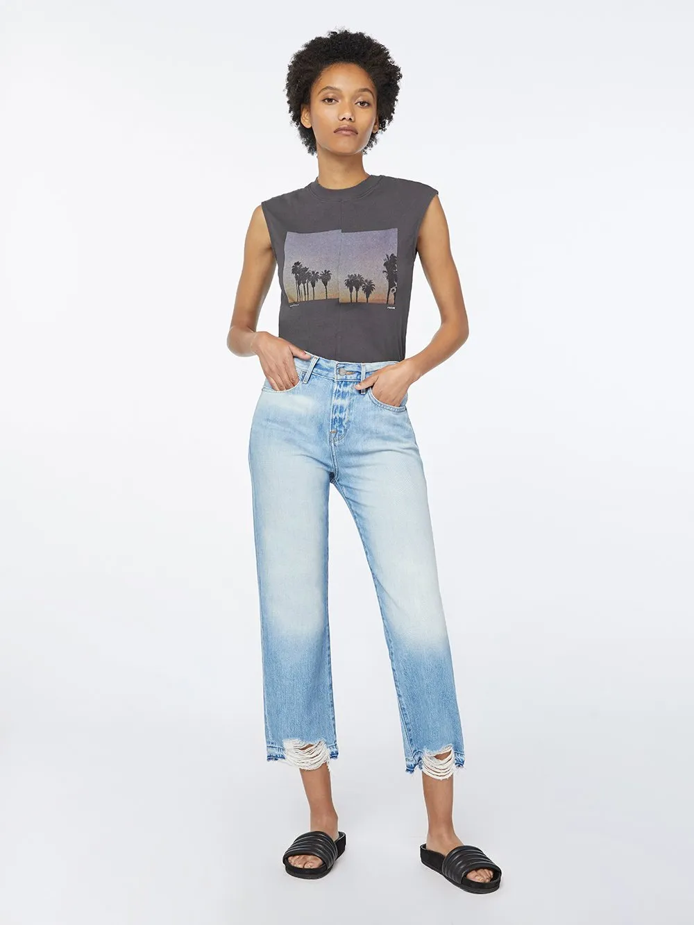 Frame Denim - Le Hollywood Crop Jeans Released Hem in Fullerton