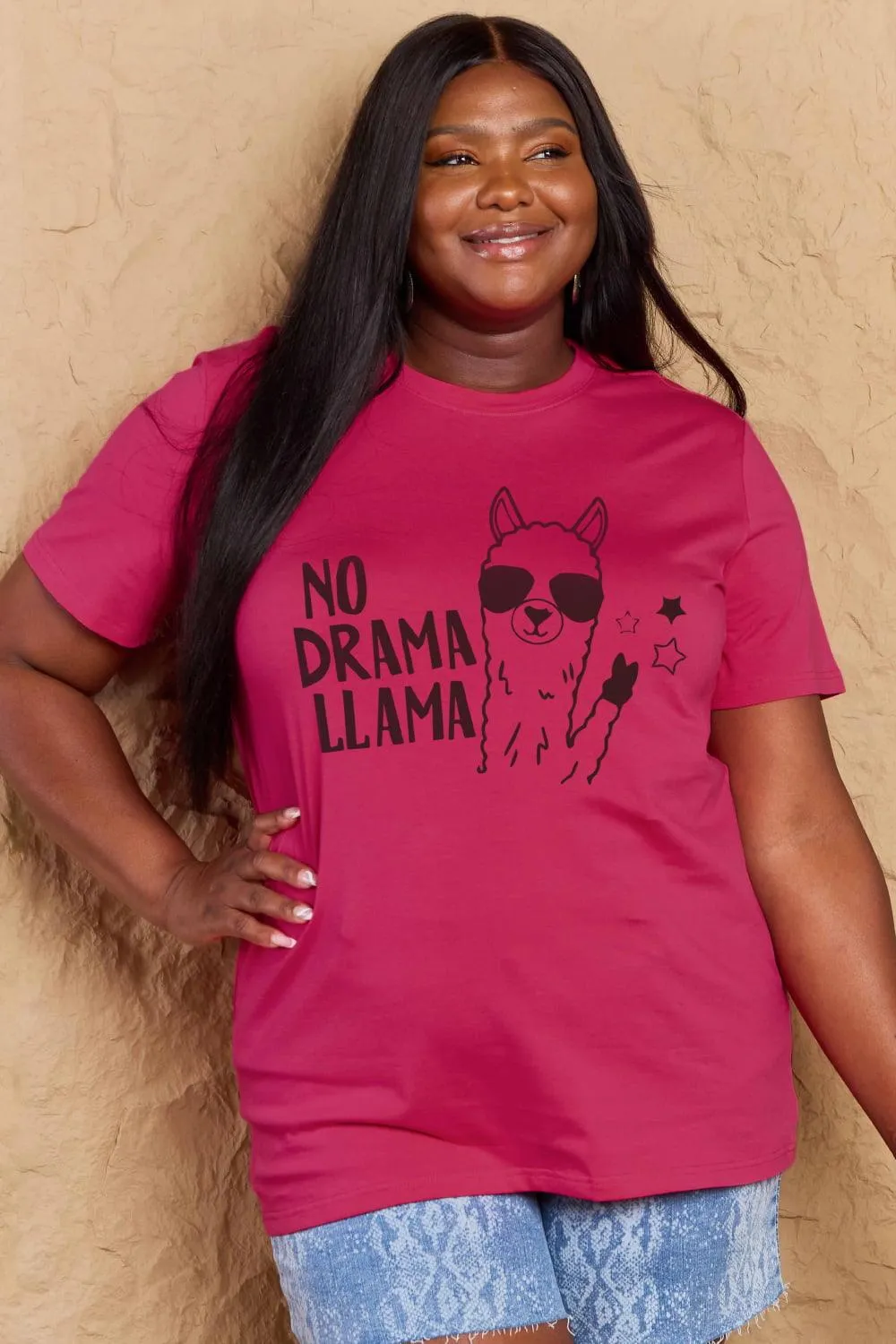 Full Size NO DRAMA LLAMA Graphic Cotton Tee