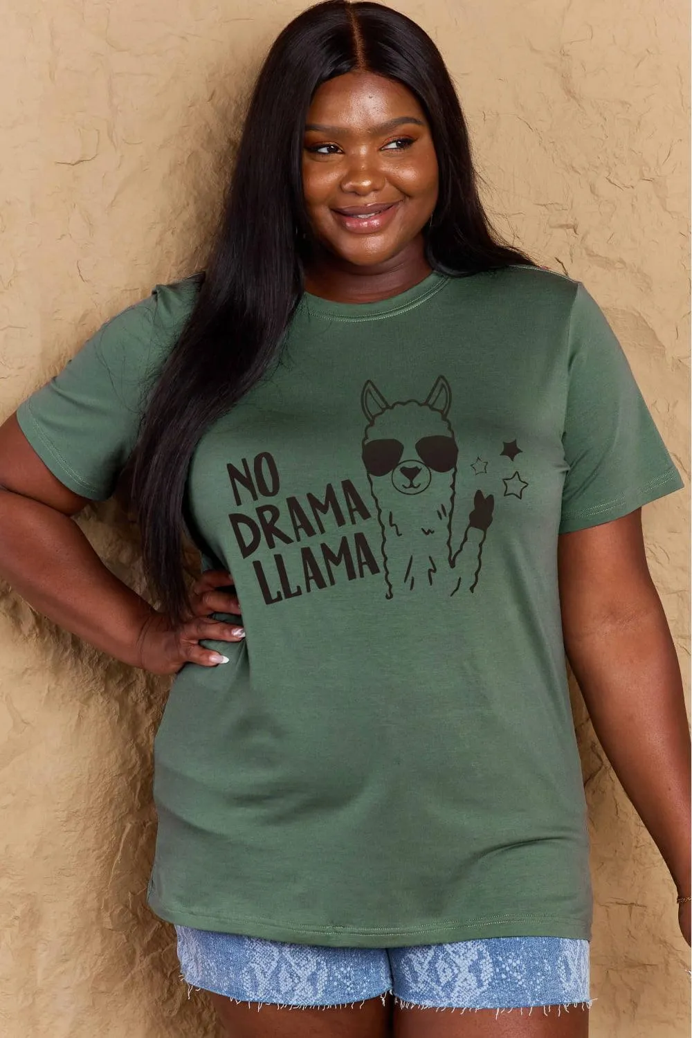 Full Size NO DRAMA LLAMA Graphic Cotton Tee