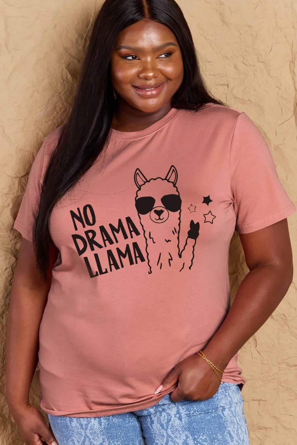 Full Size NO DRAMA LLAMA Graphic Cotton Tee