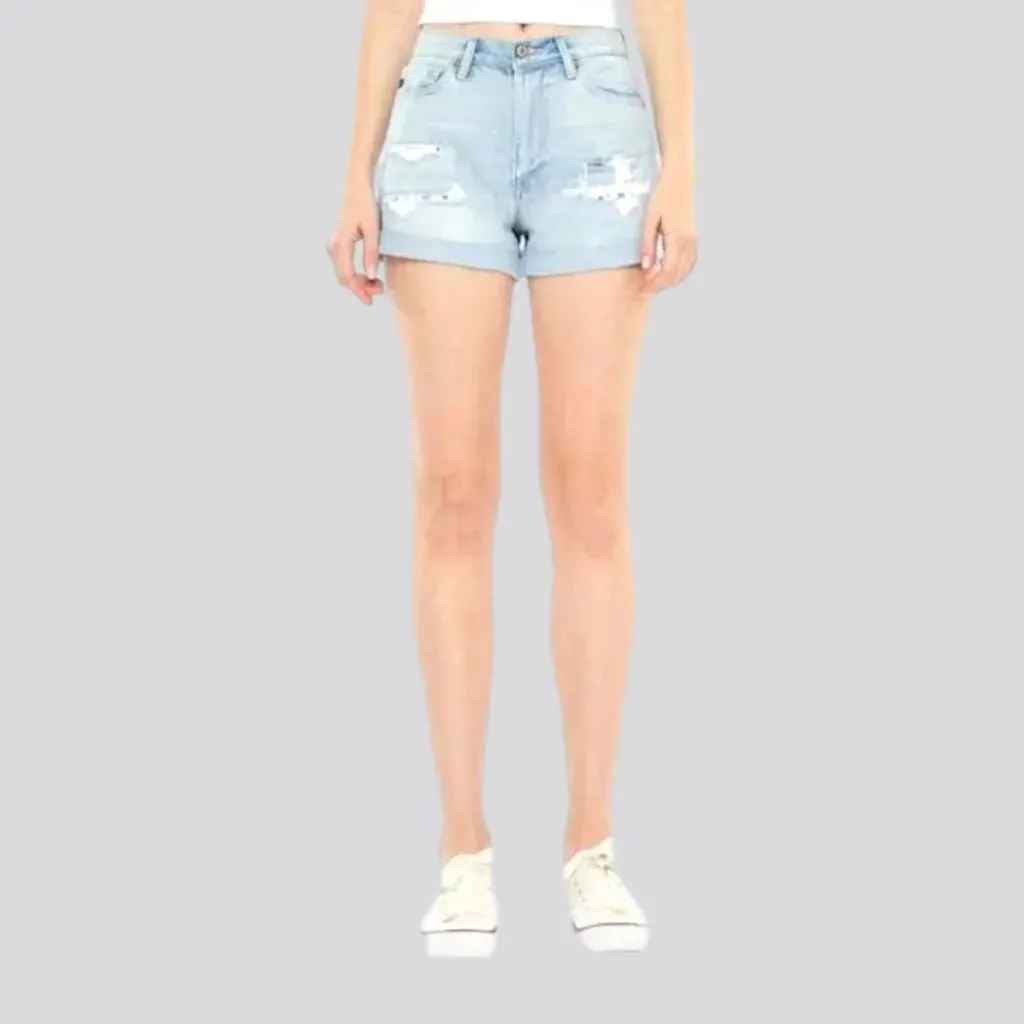 Grunge vintage women's denim shorts