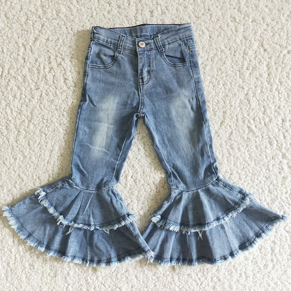 Hot Sale Baby Girls Jeans Pants Denim Bell Bottom Pants C5-15