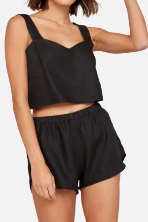 Jet Black Linen Short