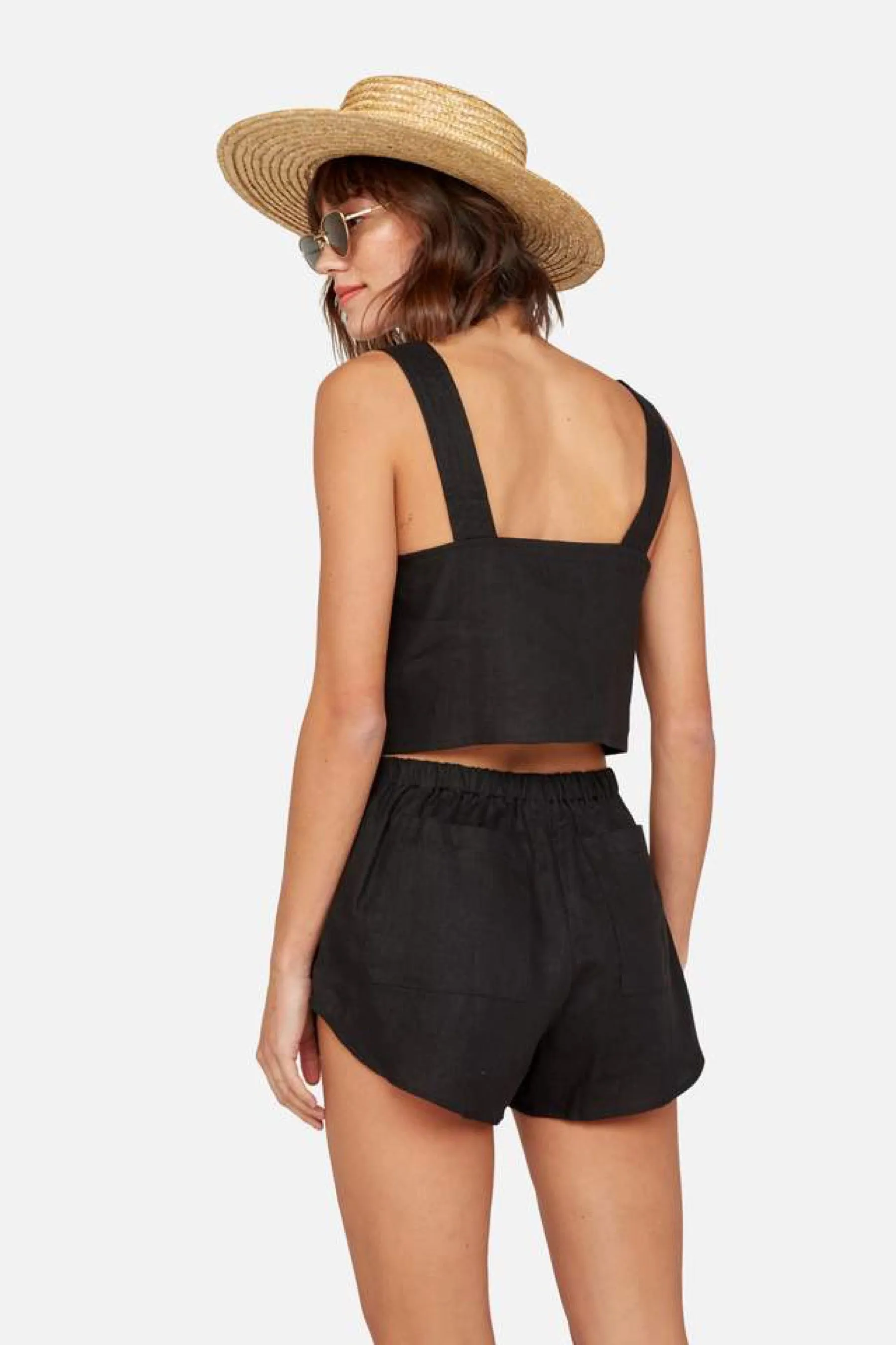 Jet Black Linen Short