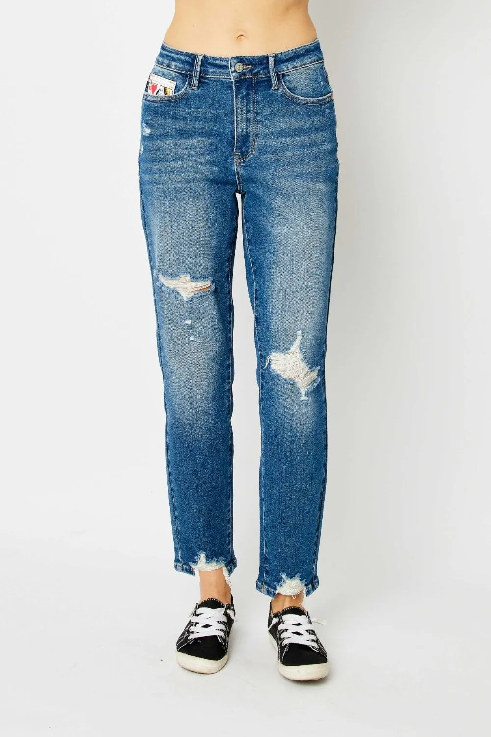 Judy Blue Full Size Distressed Slim Jeans